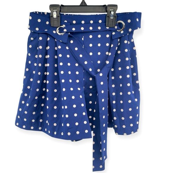 Zara Navy Blue Polka Dot Skort Size M – Pleated Front, Tie Belt, Lightweight - Picture 9 of 9